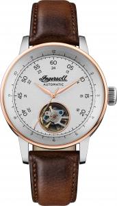 Ingersoll DISCOVERY I08001 Gents The Miles Movement Automatic Case Stainless Steel Dial Silver Strap Leather Brown Matt