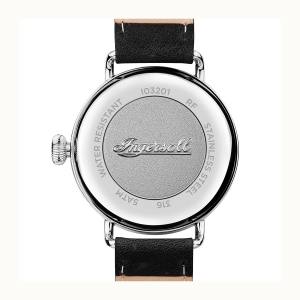 Ingersoll RADIOLITE I03201 Herrenuhr The Trenton Quartzwerk Edelstahl poliert Ziffernblatt Schwarz Lederarmband Schwarz matt